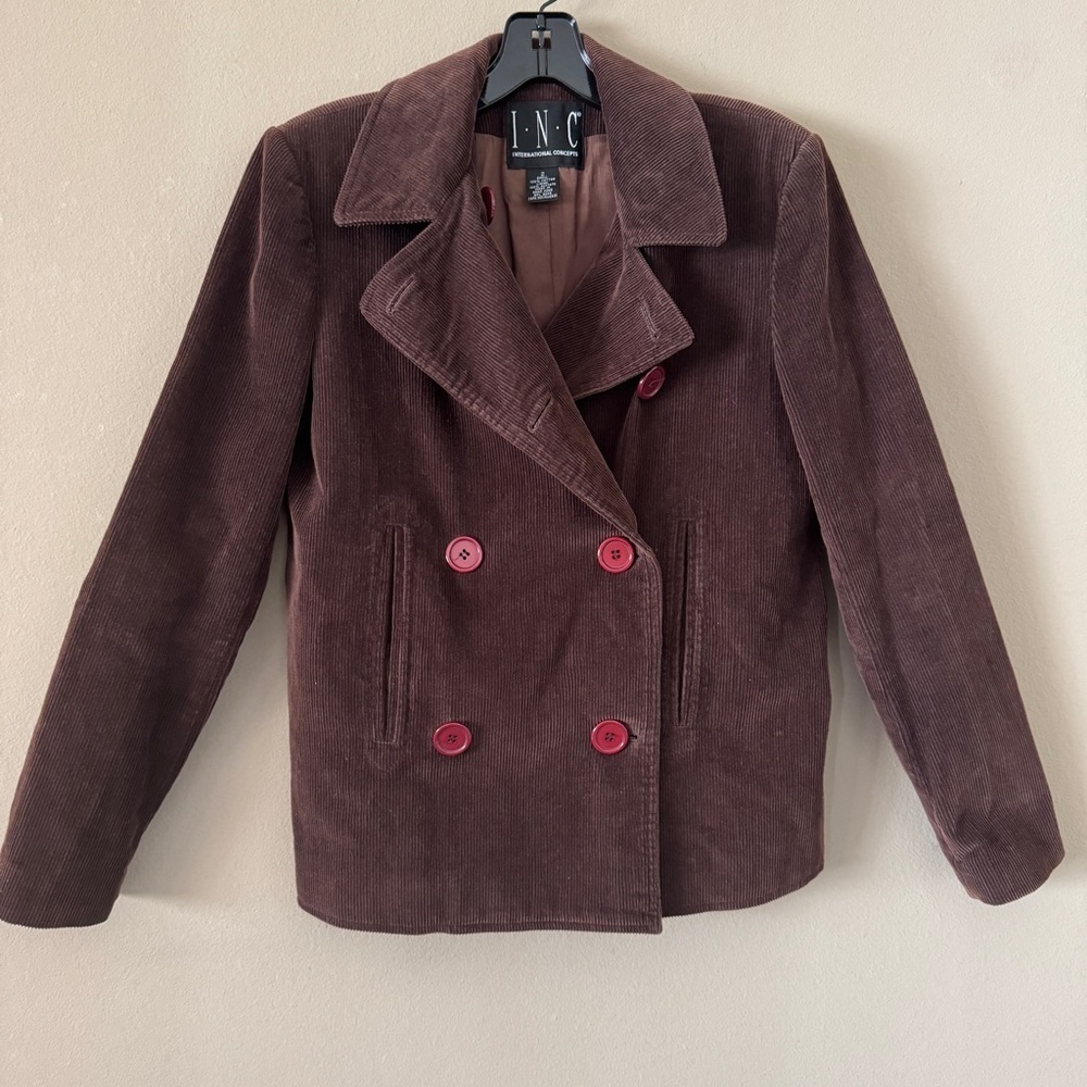 Vintage INC International Dark Brown Corduroy Jacket Size 2